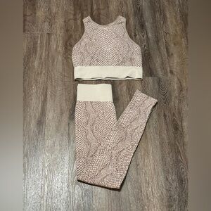 Snakeskin Print Crop Top and Leggings Set